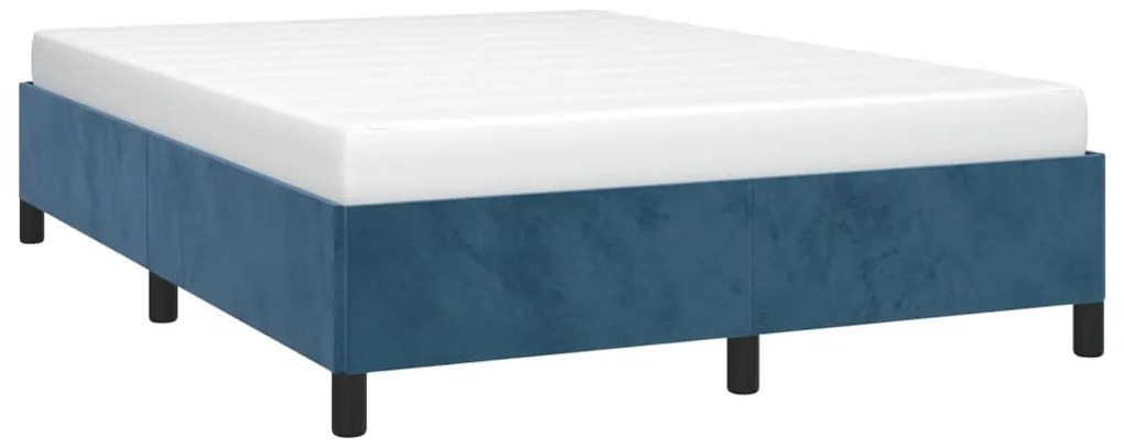 Estrutura de cama sem colchão 140x200 cm veludo azul-escuro