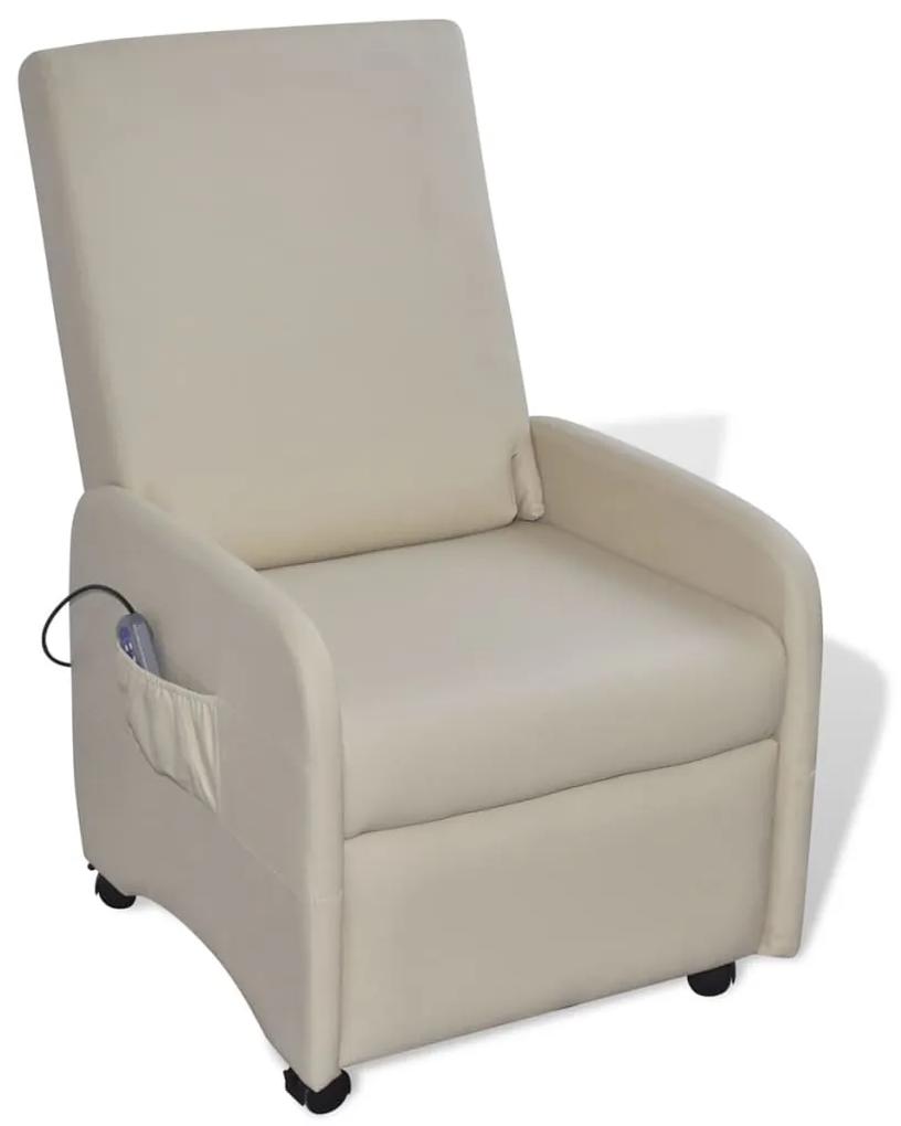 241682 vidaXL Cadeira de massagens couro artificial cor creme