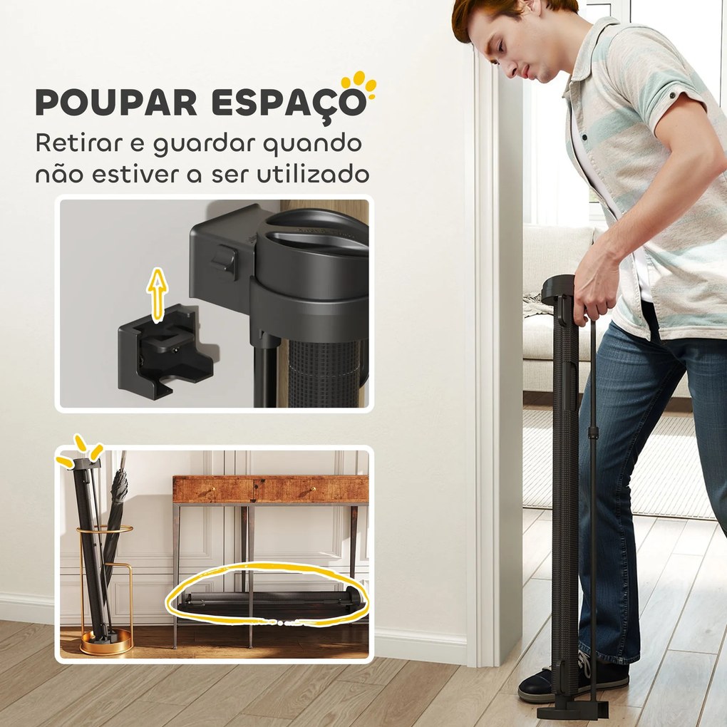 PawHut Barreira de Segurança para Cães Retrátil 0-136 cm Barreira para