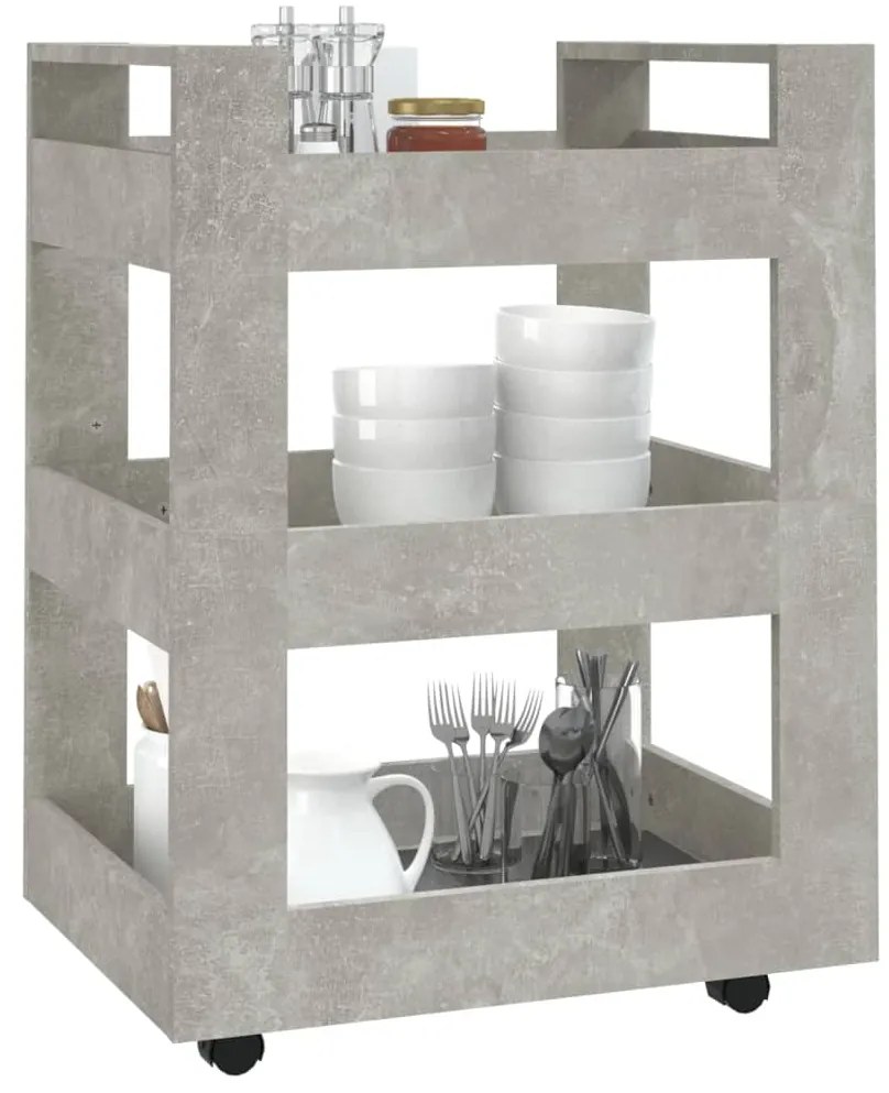 Carrinho de cozinha 60x45x80 cm derivados madeira cinza cimento
