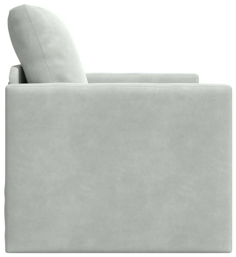 Sofá de Andar vidaXL Individual Conversível Veludo 74x77x81 cm Cinza C