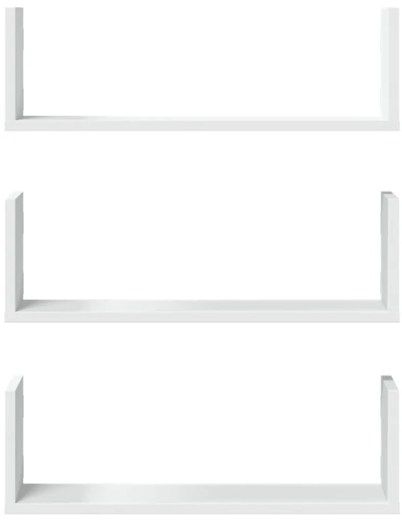 Prateleiras de parede 3 pcs 58x18x18cm derivados madeira branco