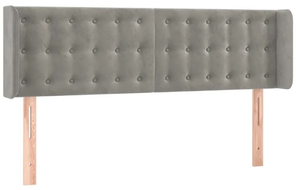 Cabeceira cama c/ luzes LED veludo 147x16x78/88 cm cinza-claro