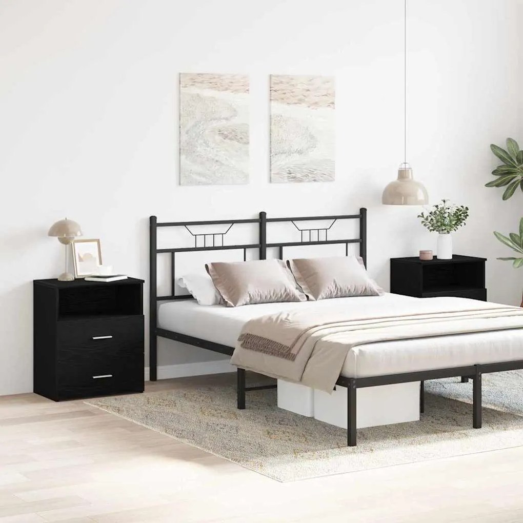 Cabeceiras vidaXL 2 unidades Carvalho Preto 50x32x60cm Madeira de Enge