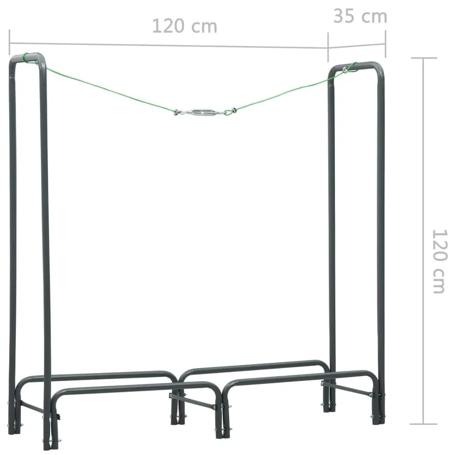 Suporte para lenha 120x35x120 cm aço antracite