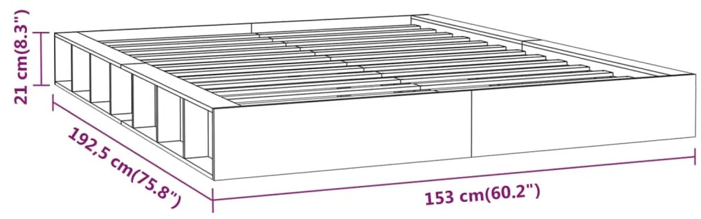 Estrutura de cama casal 135x190 cm madeira maciça cinzento