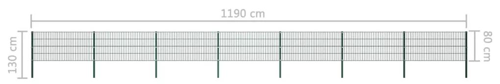 Painel de vedação com postes ferro 11,9x0,8 m verde