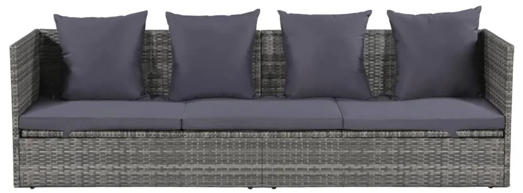 Espreguiçadeira de jardim 200x60 cm vime PE cinzento