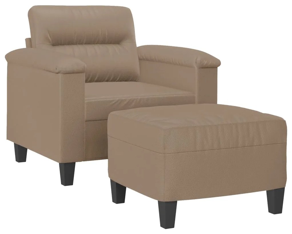 Poltrona com apoio de pés 60 cm couro artificial cappuccino