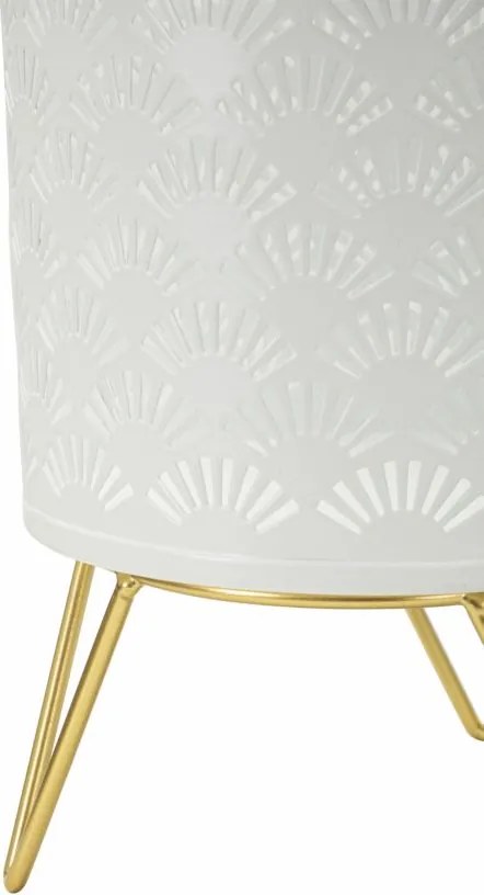 CONJUNTO DE 2 VASOS CARLY BRANCO E DOURADO Ø 16X20-13X20 CM (PLANTAS NÃO INCLUIDAS)