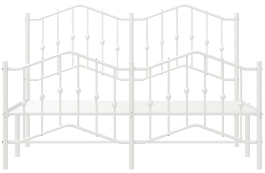 Estrutura de cama com cabeceira e pés 140x190 cm metal branco