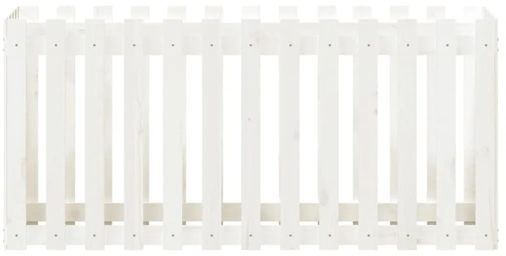Canteiro elevado c/design cerca 150x50x70 pinho maciço branco