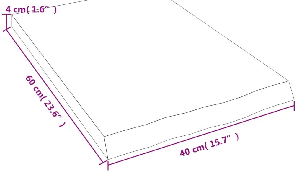 Prateleira de parede 40x60x(2-4) cm carvalho maciço não tratado