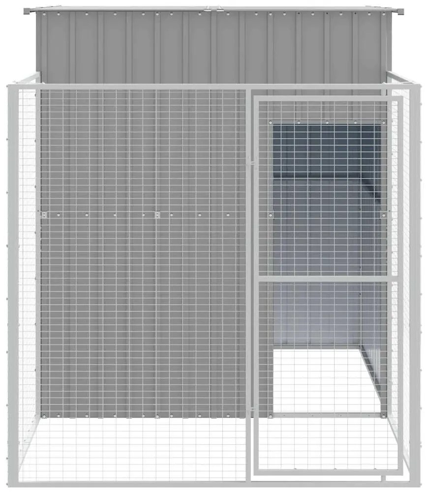 Casota para cães com parque aço galvanizado cinzento-claro