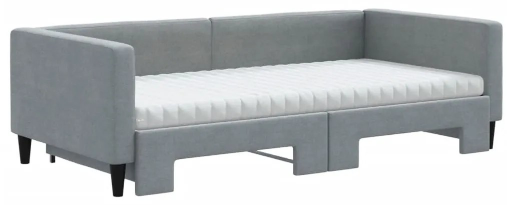 Sofá-cama c/ gavetão e colchões 100x200cm tecido cinzento-claro