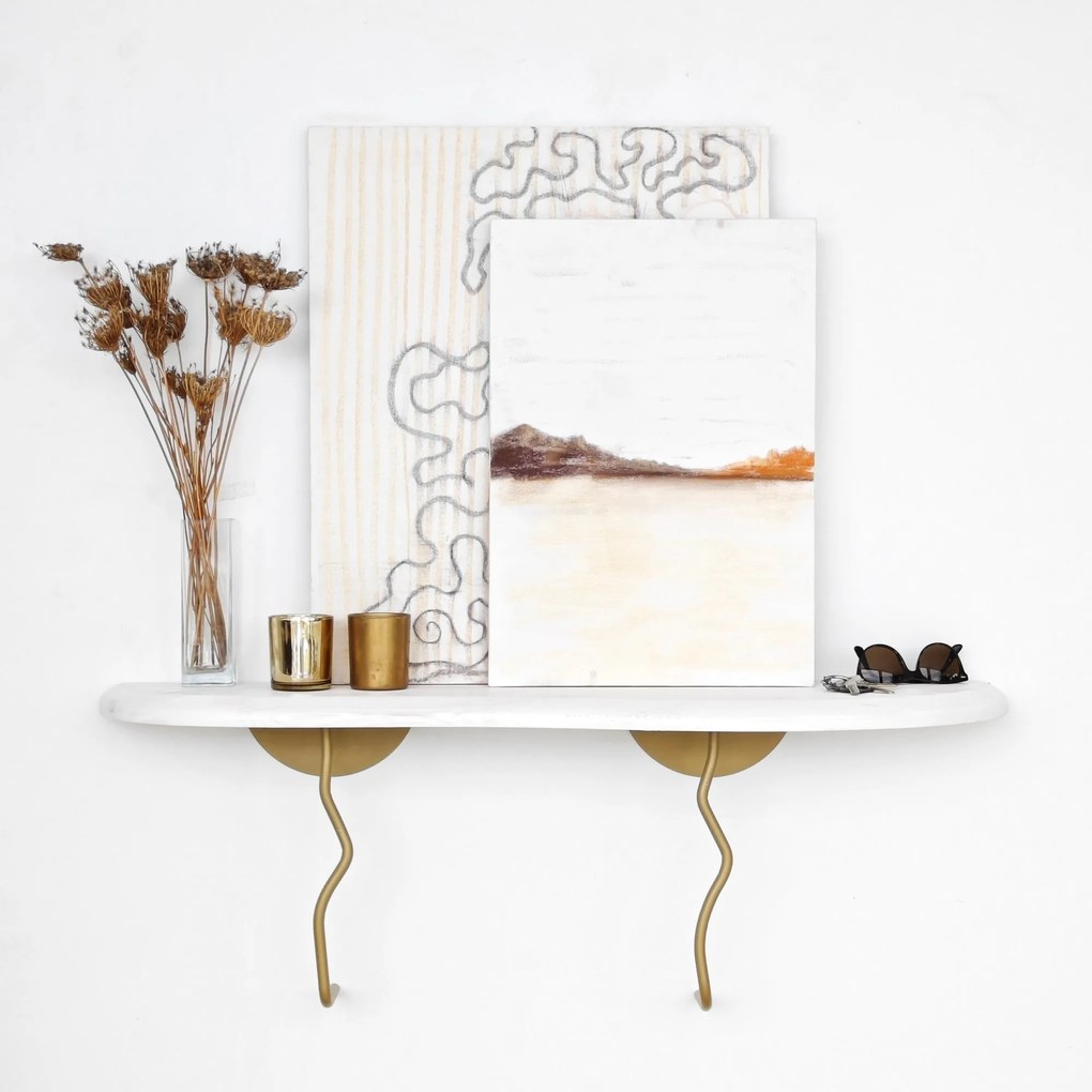 Prateleira de Parede Edera – Dourado e Branco – 99 cm x 22 cm