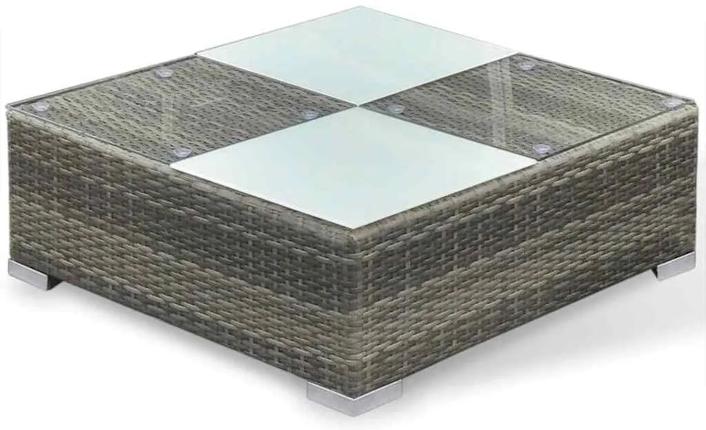 6 pcs conjunto lounge de jardim c/ almofadões vime PE cinzento