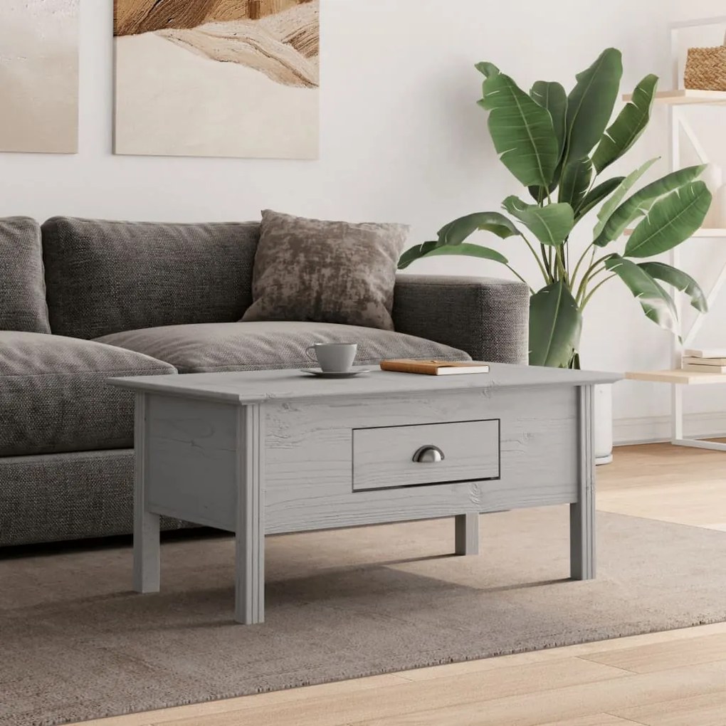 Mesa de centro BODO 100x55x46 cm madeira pinho maciça cinzento