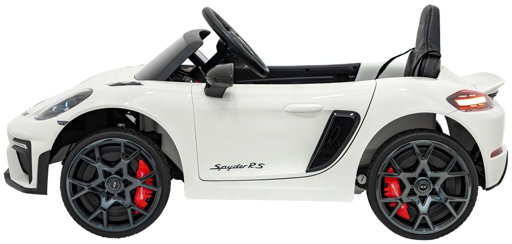 Carro elétrico para Crianças 12V Porsche Spyder RS 718 com Rodas Espuma EVA, assento couro ecológico Carga até 30 kg Pintado Branco