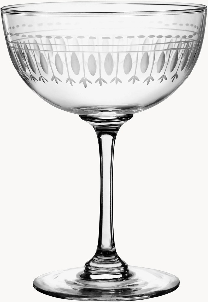 Taças de champanhe em cristal artesanal Ovals, conjunto de 4