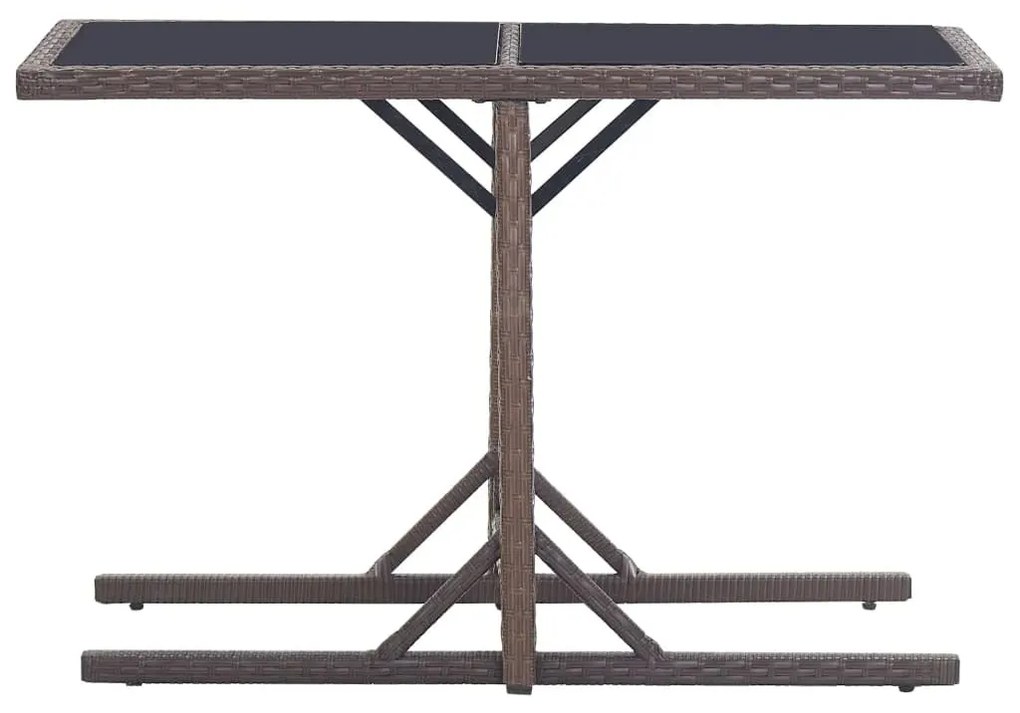 3 pcs conj. jantar p/ jardim vime PE e vidro temperado castanho