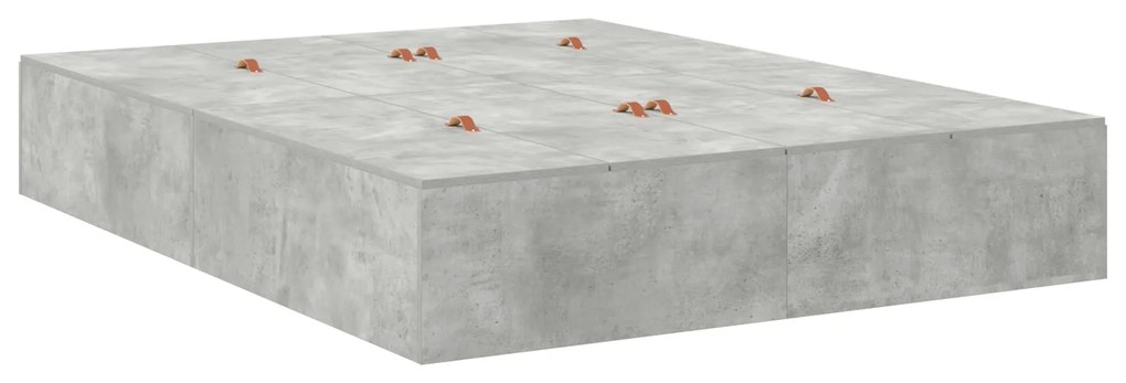 Estrutura de Cama Armazenamento vidaXL Cinza Concreto 135x190 cm