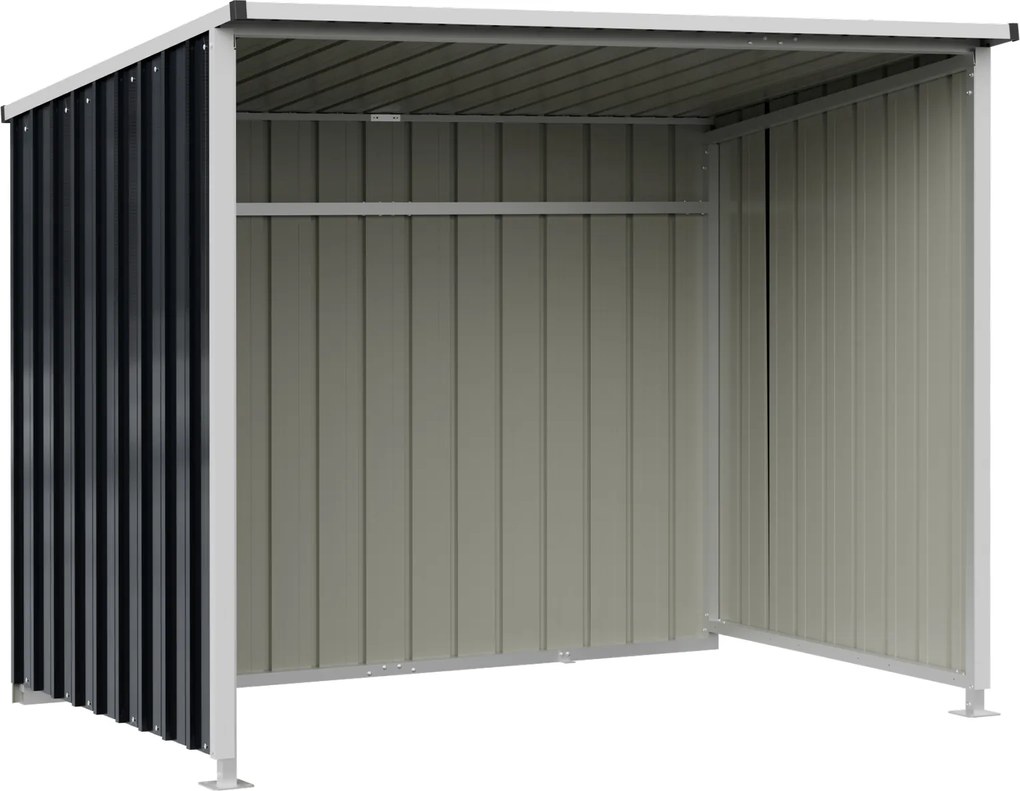 Abrigo para Ferramentas, 204 x 120 x 159 cm, Chapa de Aço Galvanizado, Cinzento