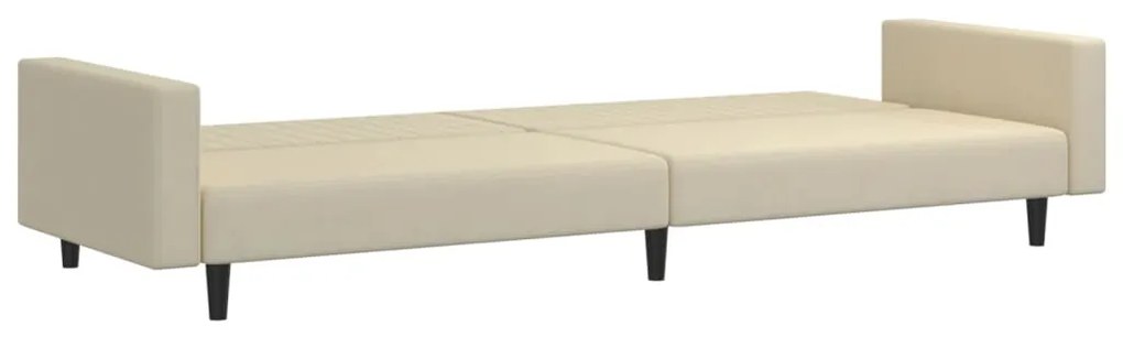 Sofá-cama de 2 lugares veludo cor creme