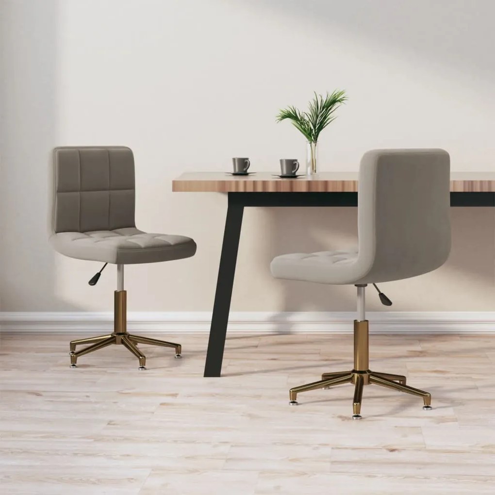 vidaXL Cadeiras de jantar giratórias 2 pcs veludo cinzento-claro