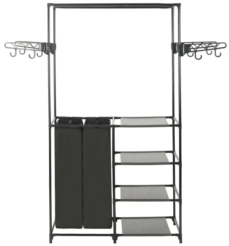 Suporte para roupas aço e tecido não tecido 87x44x158 cm preto