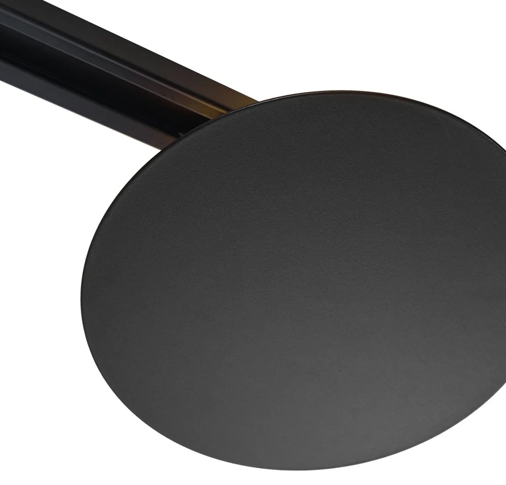 Plafon moderno preto para sistema de calha monofásico 2-luzes - Iconic Pulley