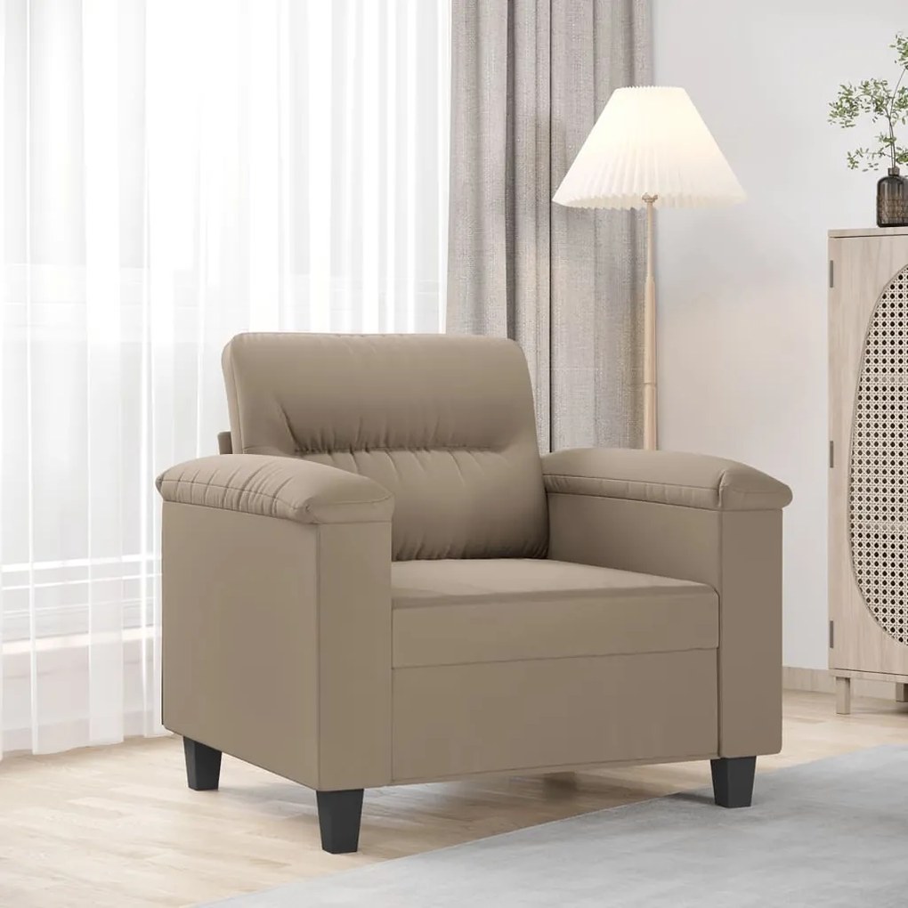 Poltrona tecido de microfibra 60 cm cinzento-acastanhado