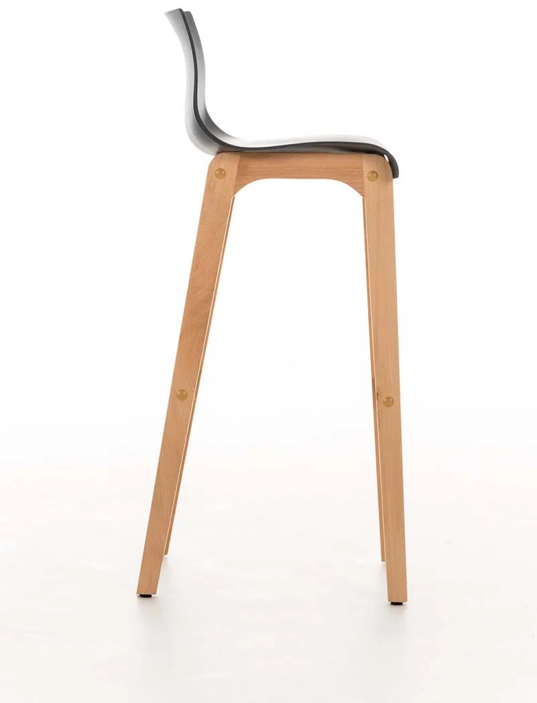 Banco de bar Hoover em plástico e com estrutura de Cor Natural 41 x 101 x 46 cm Cinzento