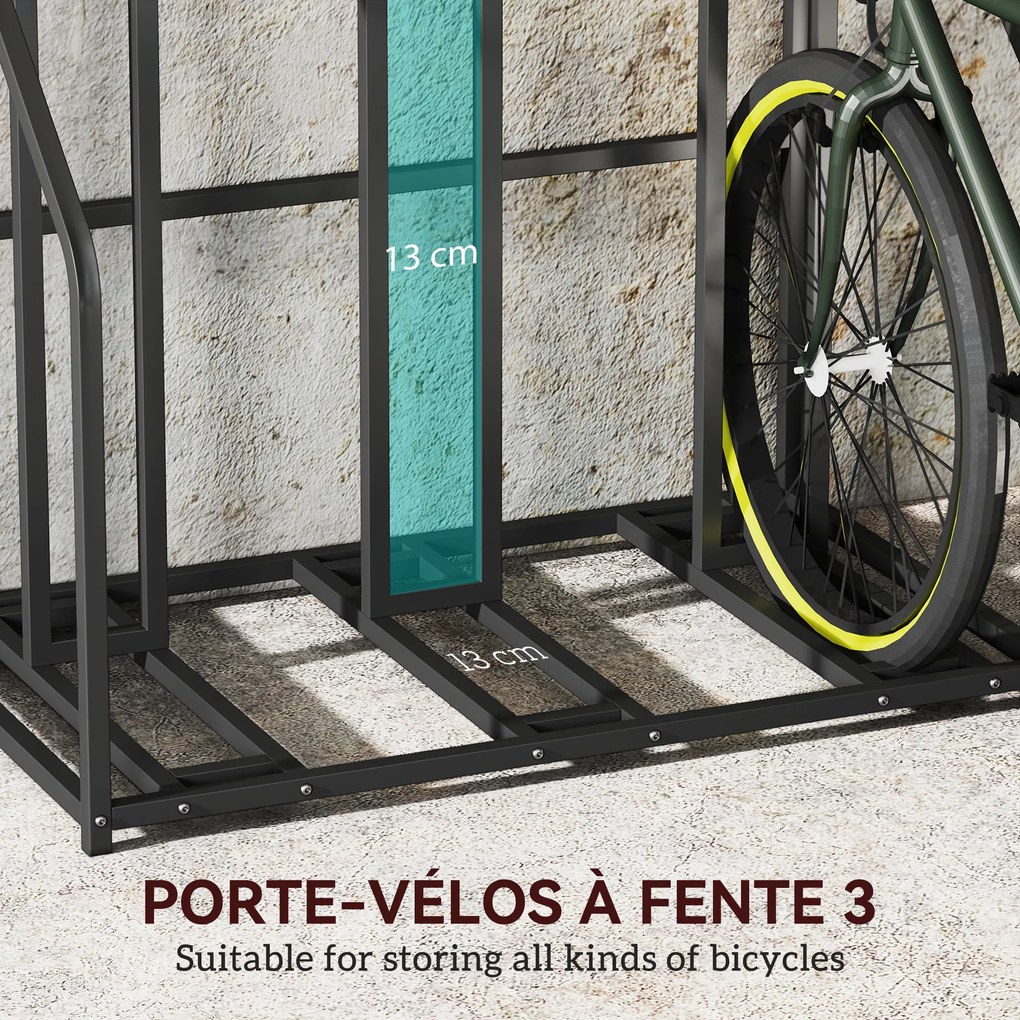 Suporte para bicicletas 90 x 54 x 100 cm suporte de estacionamento para 3 bicicletas com cesto superior e 4 ganchos, preto