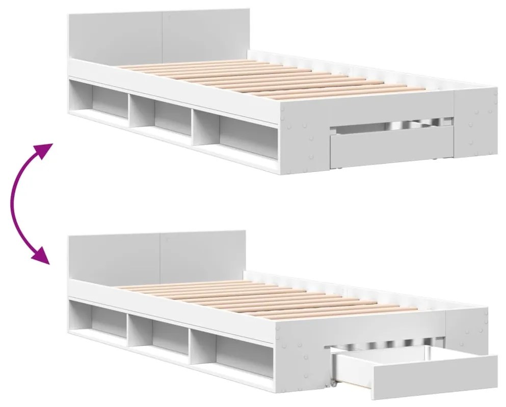 Estrutura cama c/ gaveta 75x190 cm derivados de madeira branco