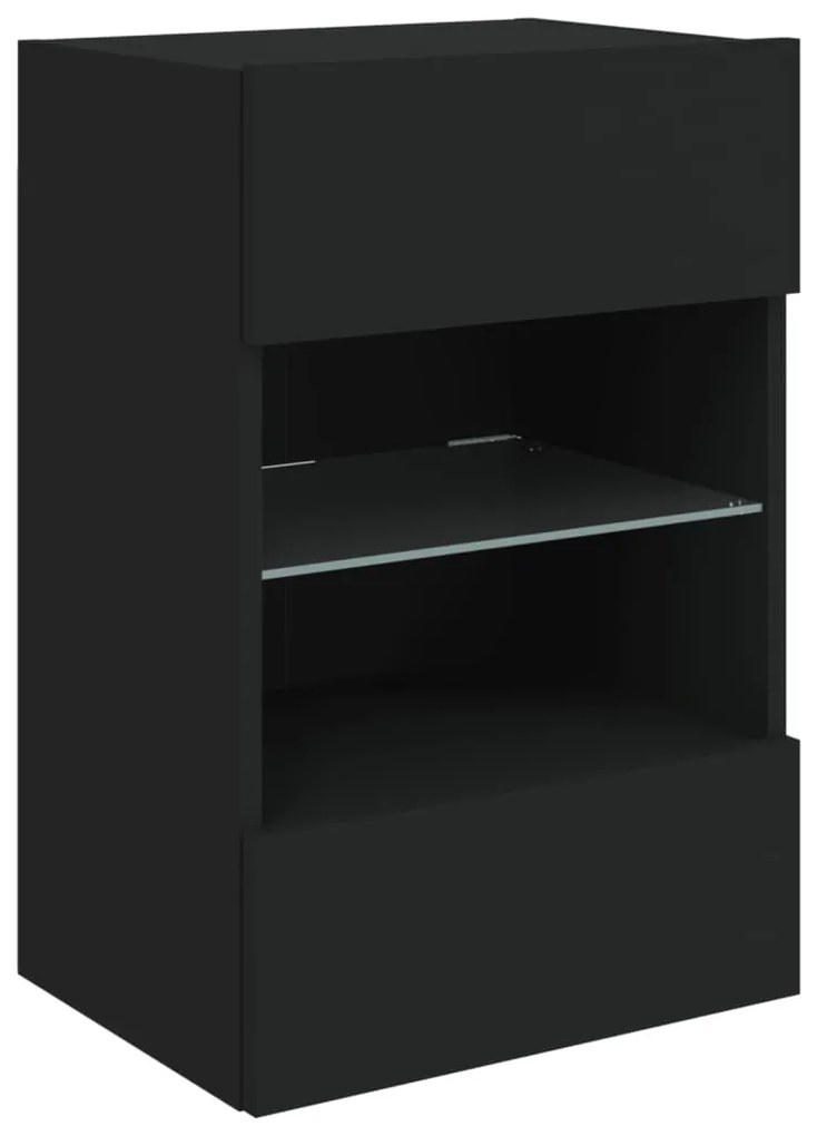 Móvel de parede para TV com luzes LED 40x30x60,5 cm preto