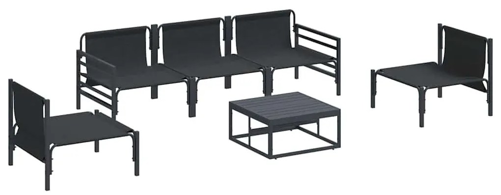 Conjunto de Sofá de Jardim 6 pcs Cinzento-escuro Aço