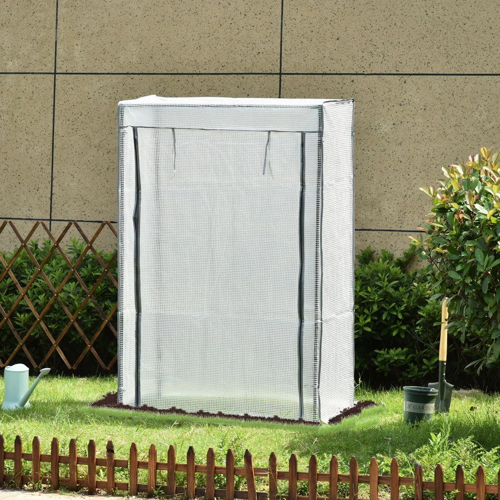 Estufa de jardim, estufa de varanda, lona reforçada com PE, estrutura em aço, porta enrolável com fecho de correr, 100 x 50 x 150 cm, branca