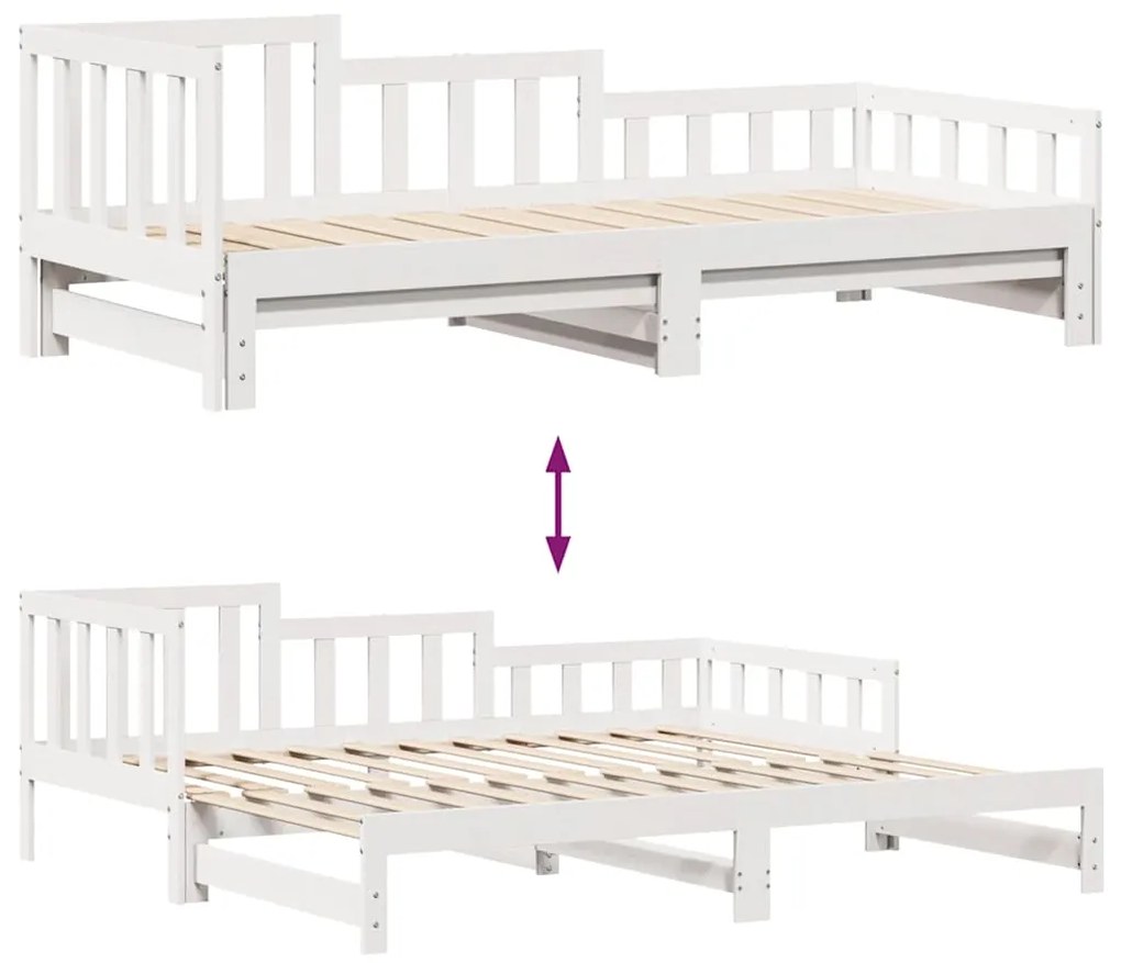 Sofá-cama com gavetão e gavetas sem colchão 90x200 cm branco