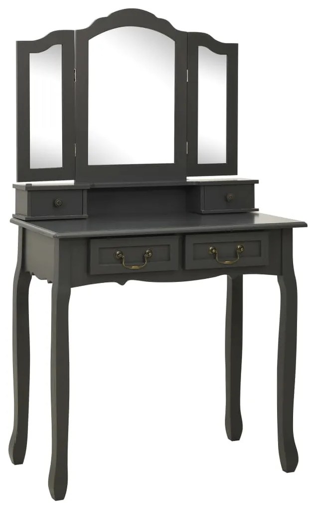 Conj. toucador com banco 80x69x141 cm madeira paulownia cinza