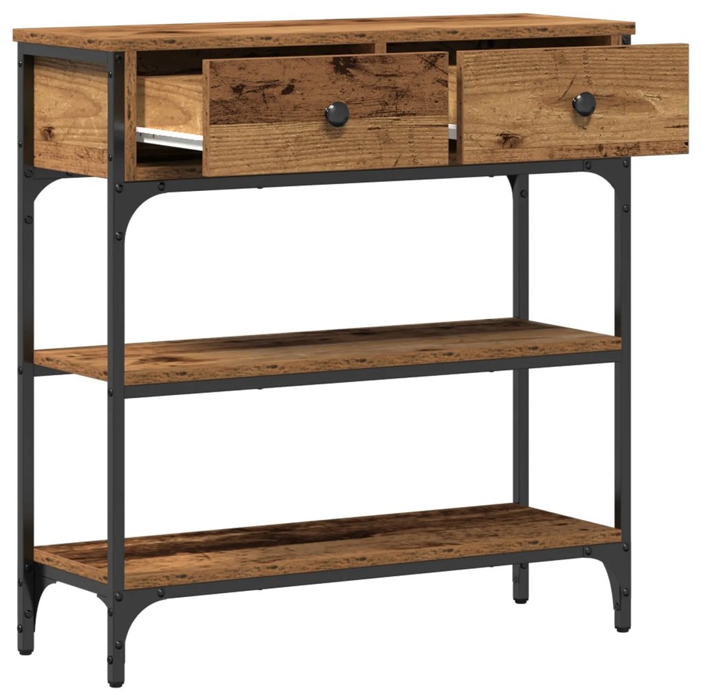 Mesa de Console vidaXL Madeira Velha 72,5x25x75 cm Madeira e Aço