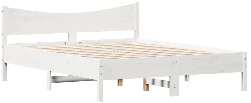 Cama sem colchão 160x200 cm madeira de pinho maciça branco