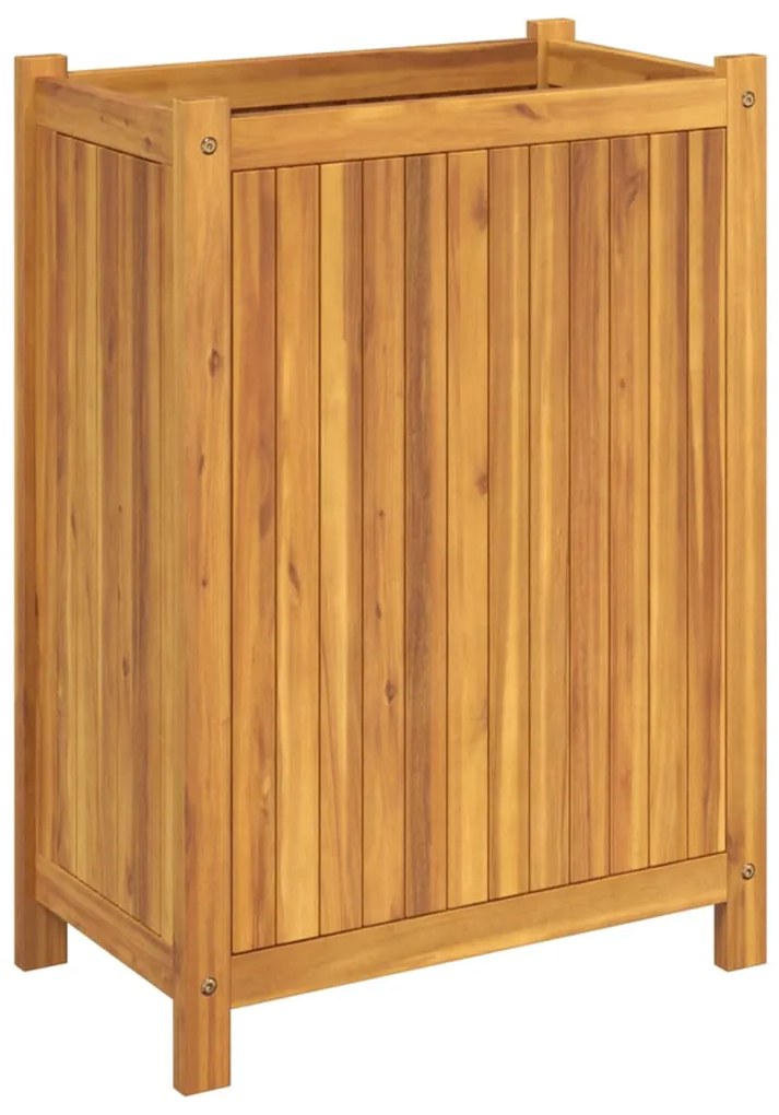 Vaso/floreira de jardim com forro 54x31x75 cm acácia maciça