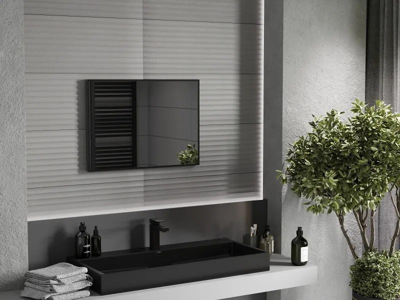 Mexen Loft espelho de casa de banho retangular 70 x 50 cm, moldura preta - 9852-070-050-000-70