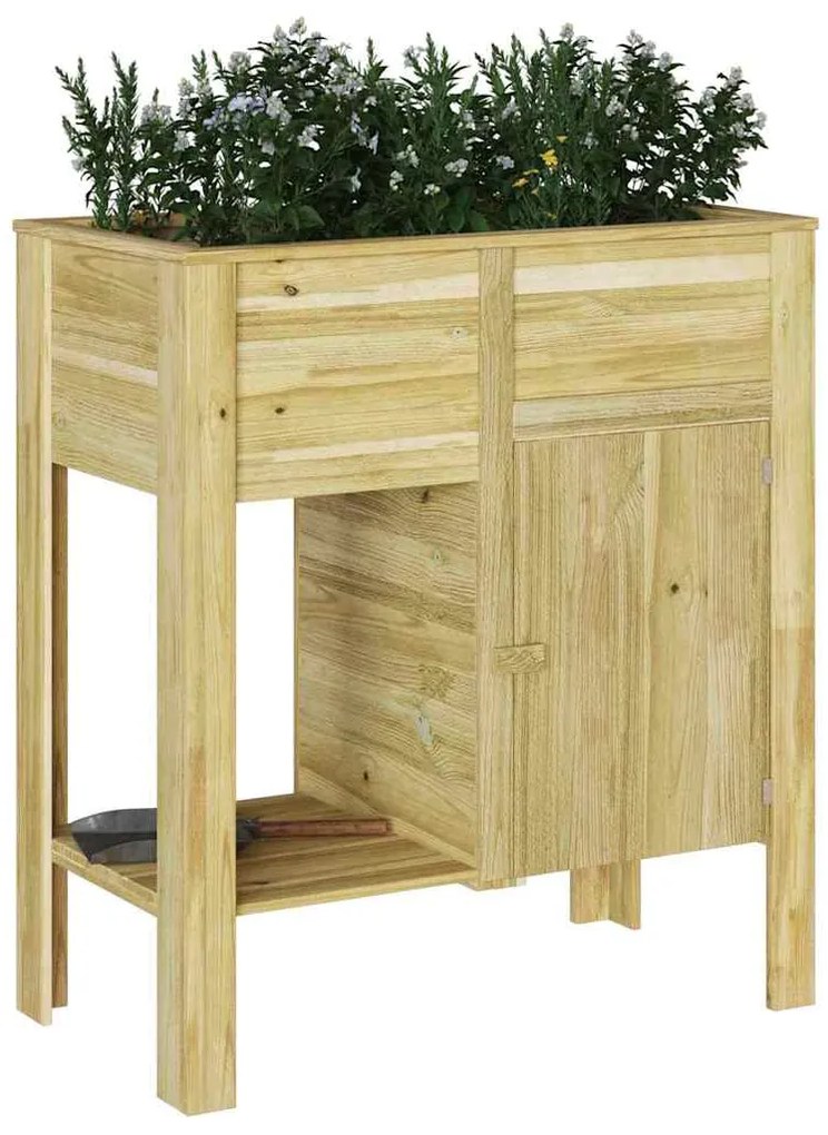 Cama Elevada de Jardim com Armazenamento 85x46x96 cm - Madeira Tratada
