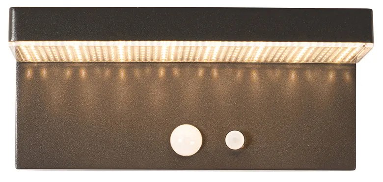 Candeeiro de parede exterior cinzento escuro com LED e luz regulável a energia solar - Sunnie