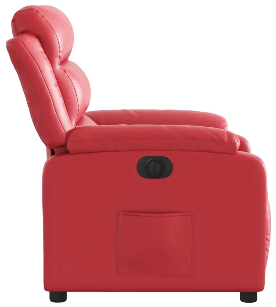 Poltrona reclinável elétrica couro artificial vermelho