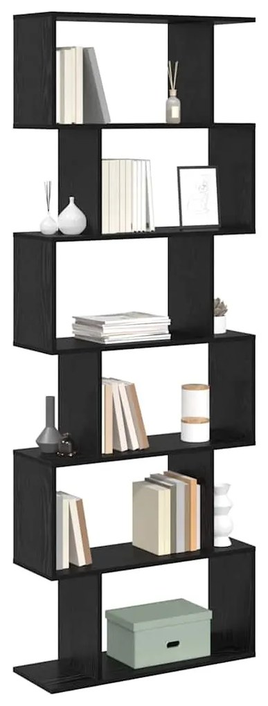 Estante de Livros em Preto Carvalho - 70 x 24 x 193,5 cm, Madeira Enge