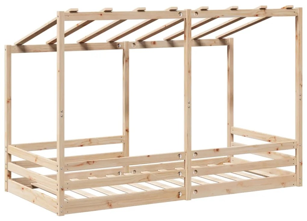 Cama infantil com telhado 80x200 cm pinho maciço branco