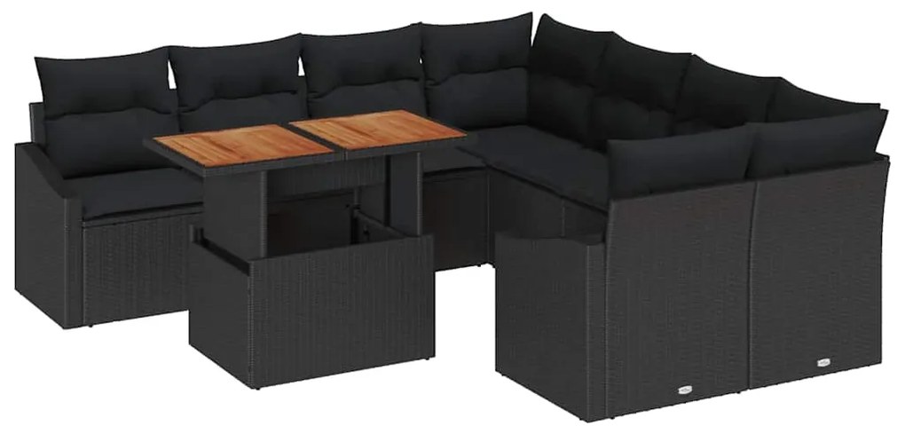 Conjunto de Jantar para Jardim de 9 Peças com Almofadas – Rattan de Po